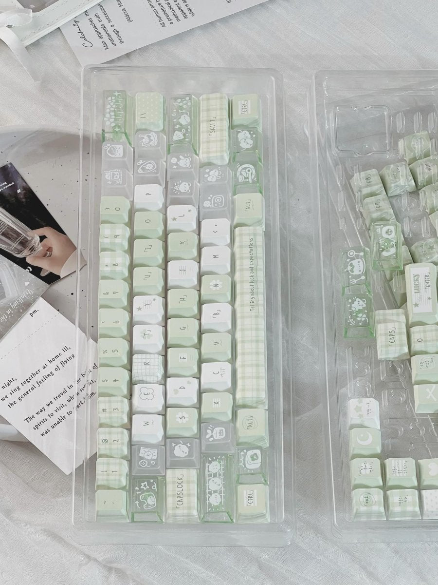 Cute Green Matcha Pastel Artisan Keycap Set - KeyArtisan