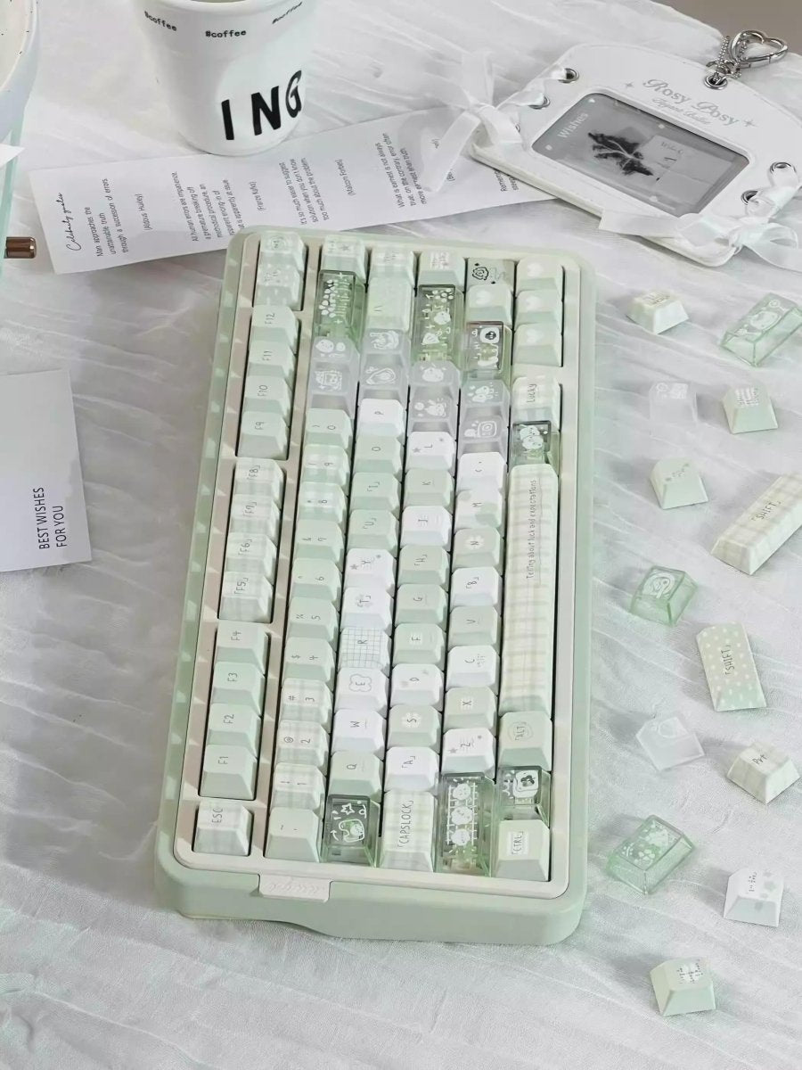 Cute Green Matcha Pastel Artisan Keycap Set - KeyArtisan