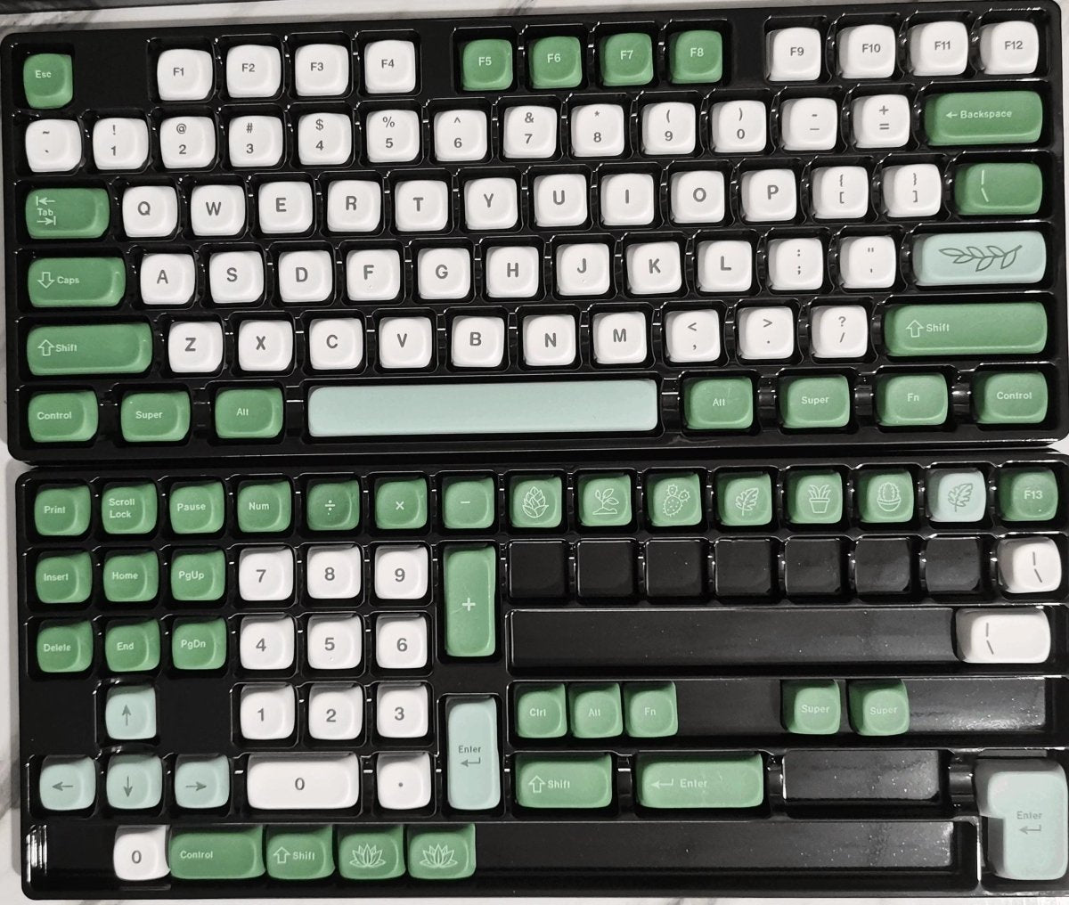 Cute Green Matcha PBT MOA ISO Keycap Set - KeyArtisan
