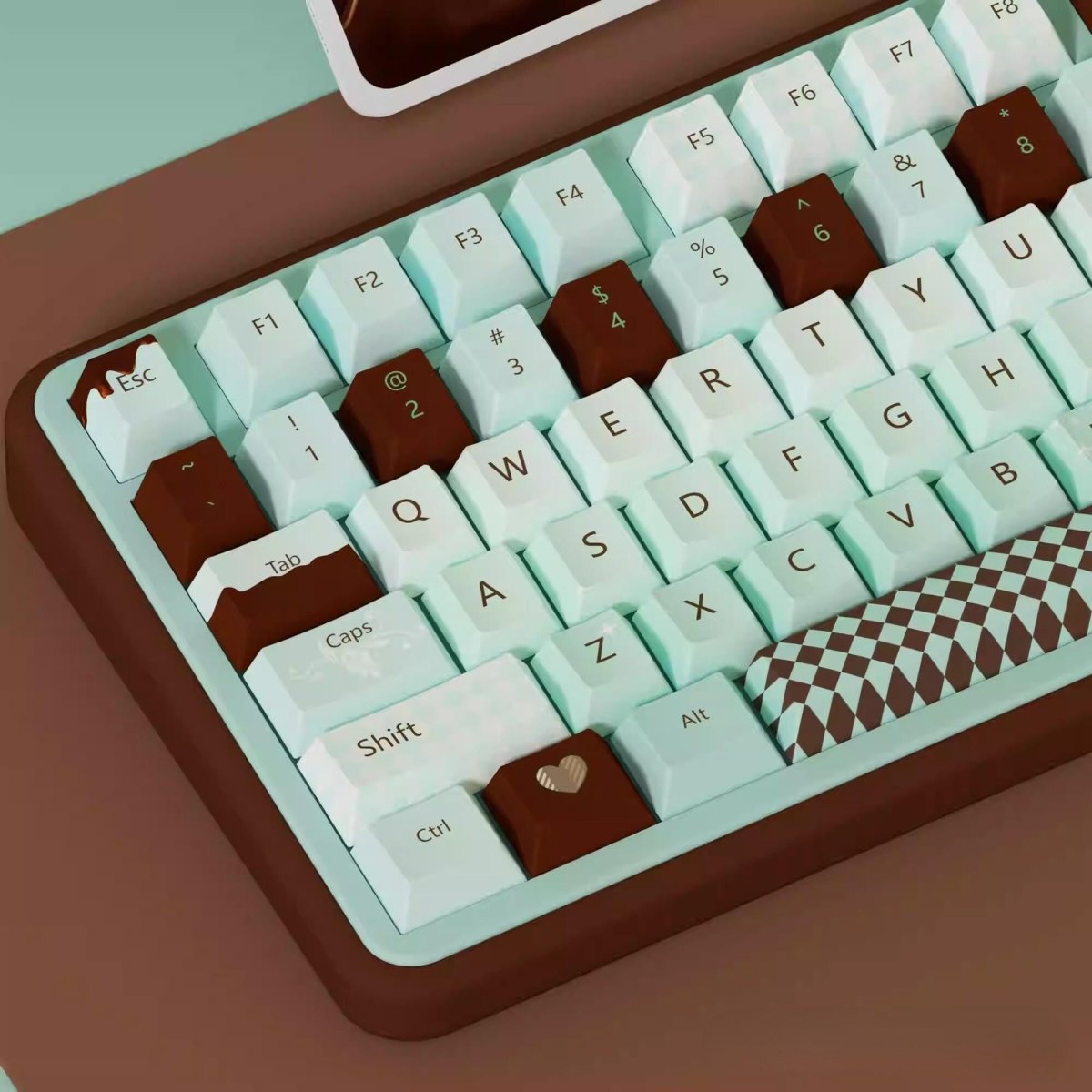 Cute Green Mint Black Chocolate Theme Keycap Set - KeyArtisan
