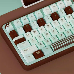 Cute Green Mint Black Chocolate Theme Keycap Set - KeyArtisan