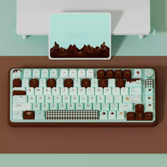 Cute Green Mint Black Chocolate Theme Keycap Set - KeyArtisan