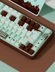 Cute Green Mint Black Chocolate Theme Keycap Set - KeyArtisan