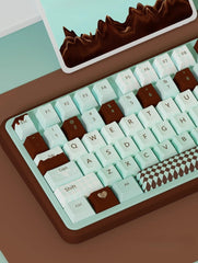 Cute Green Mint Black Chocolate Theme Keycap Set - KeyArtisan