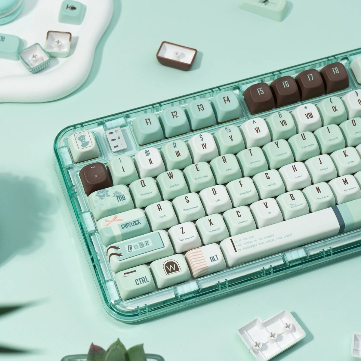 Cute Green Mint Keycap Set - KeyArtisan