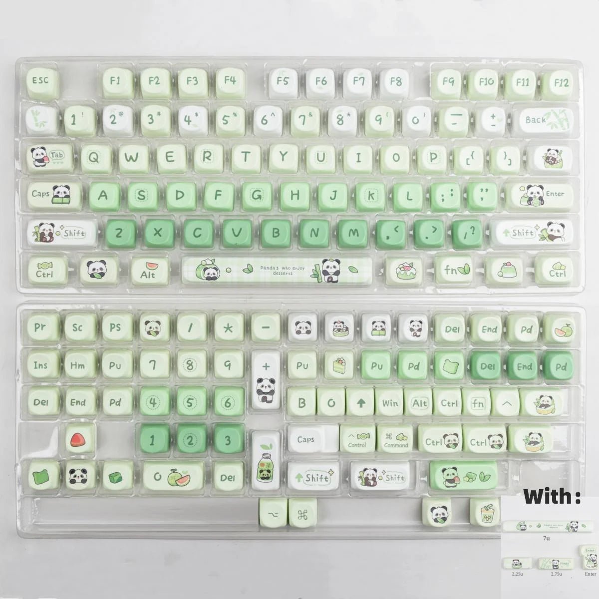 Cute Green Panda Theme Artisan Keycap Set - KeyArtisan