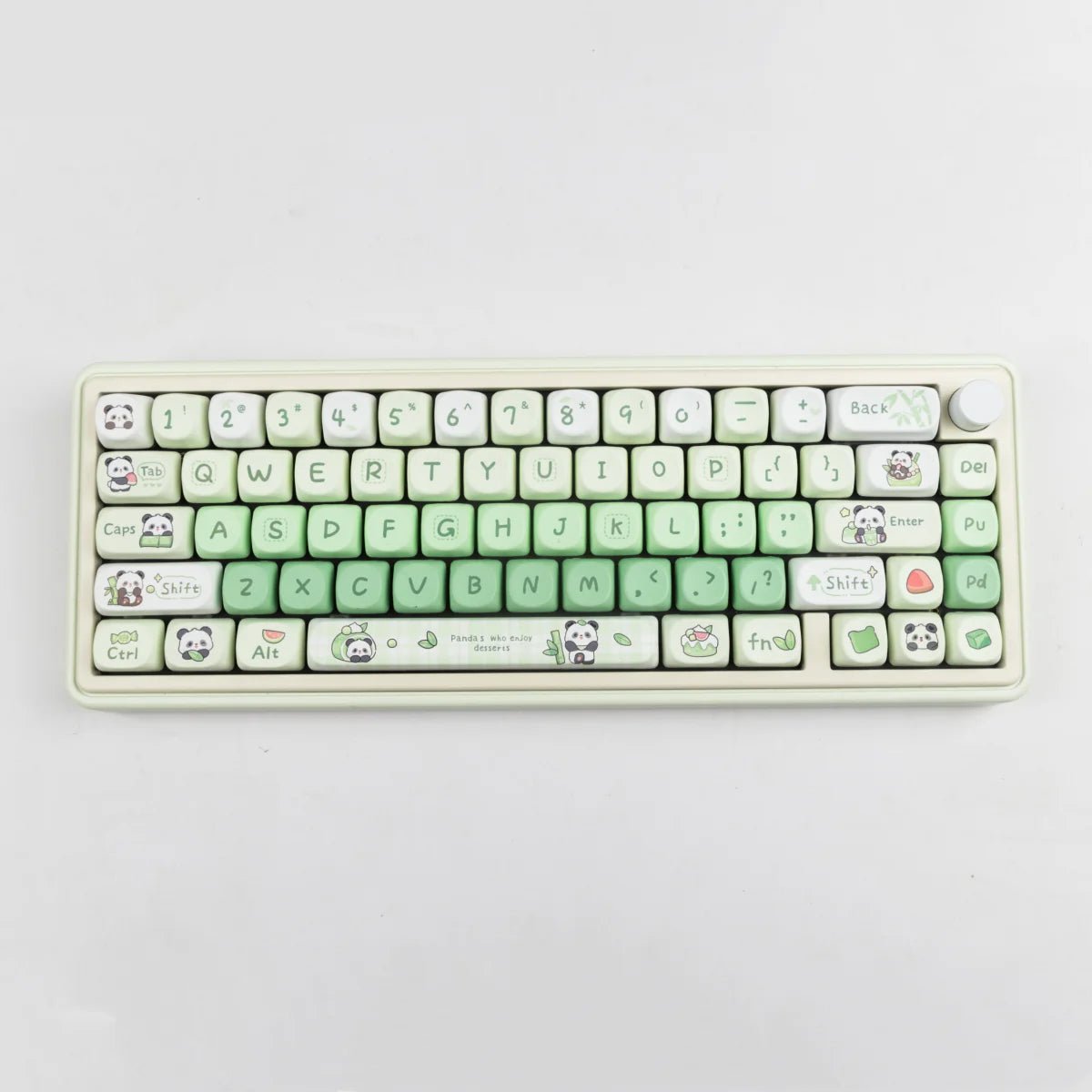 Cute Green Panda Theme Artisan Keycap Set - KeyArtisan