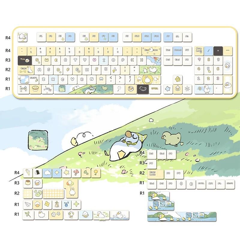 Cute Happy Duck Theme Artisan Keycap Set - KeyArtisan