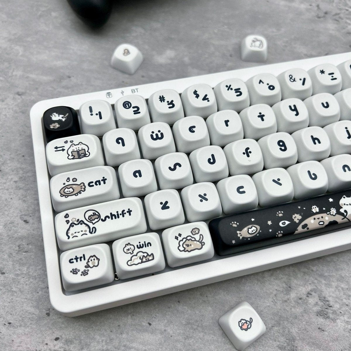 Cute Happy Kitten PBT MOA Keycap Set - KeyArtisan
