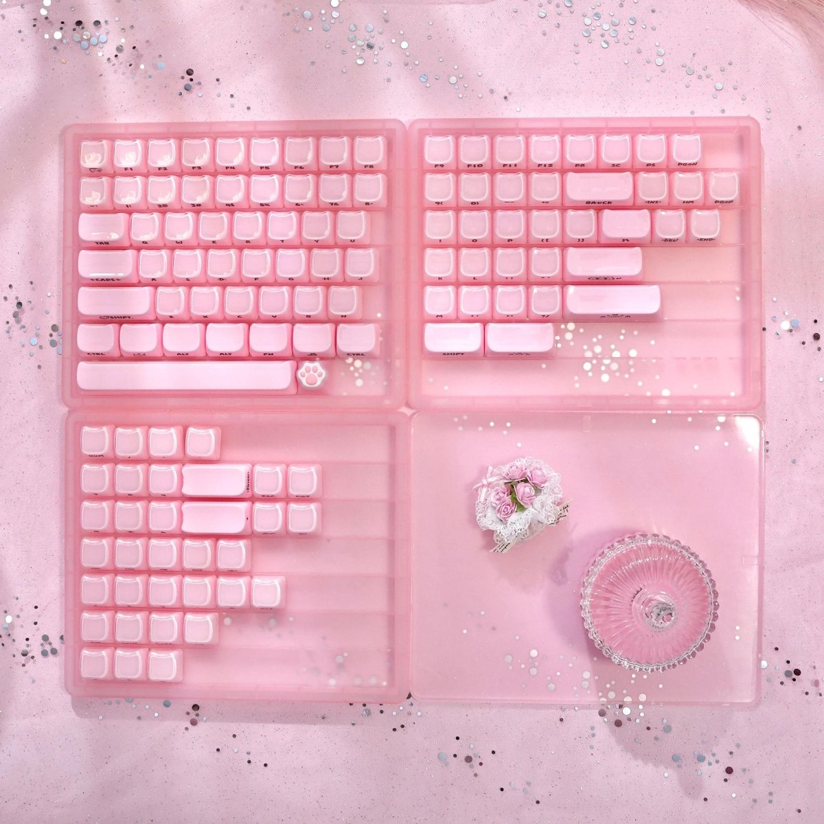 Cute Jelly Cat Theme Pink Keycap Set - KeyArtisan