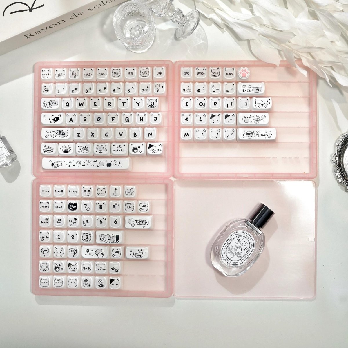 Cute Jelly Cat Theme Pink Keycap Set - KeyArtisan
