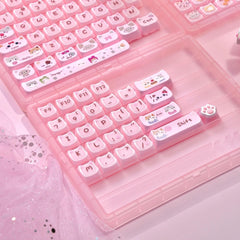 Cute Jelly Cat Theme Pink Keycap Set - KeyArtisan