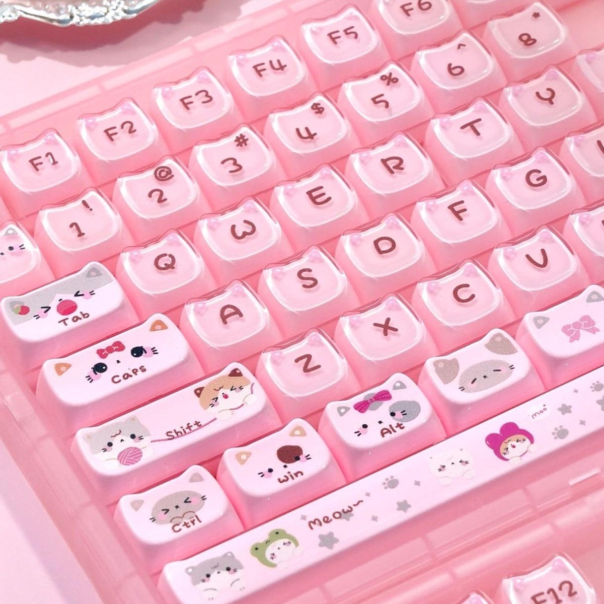 Cute Jelly Cat Theme Pink Keycap Set - KeyArtisan