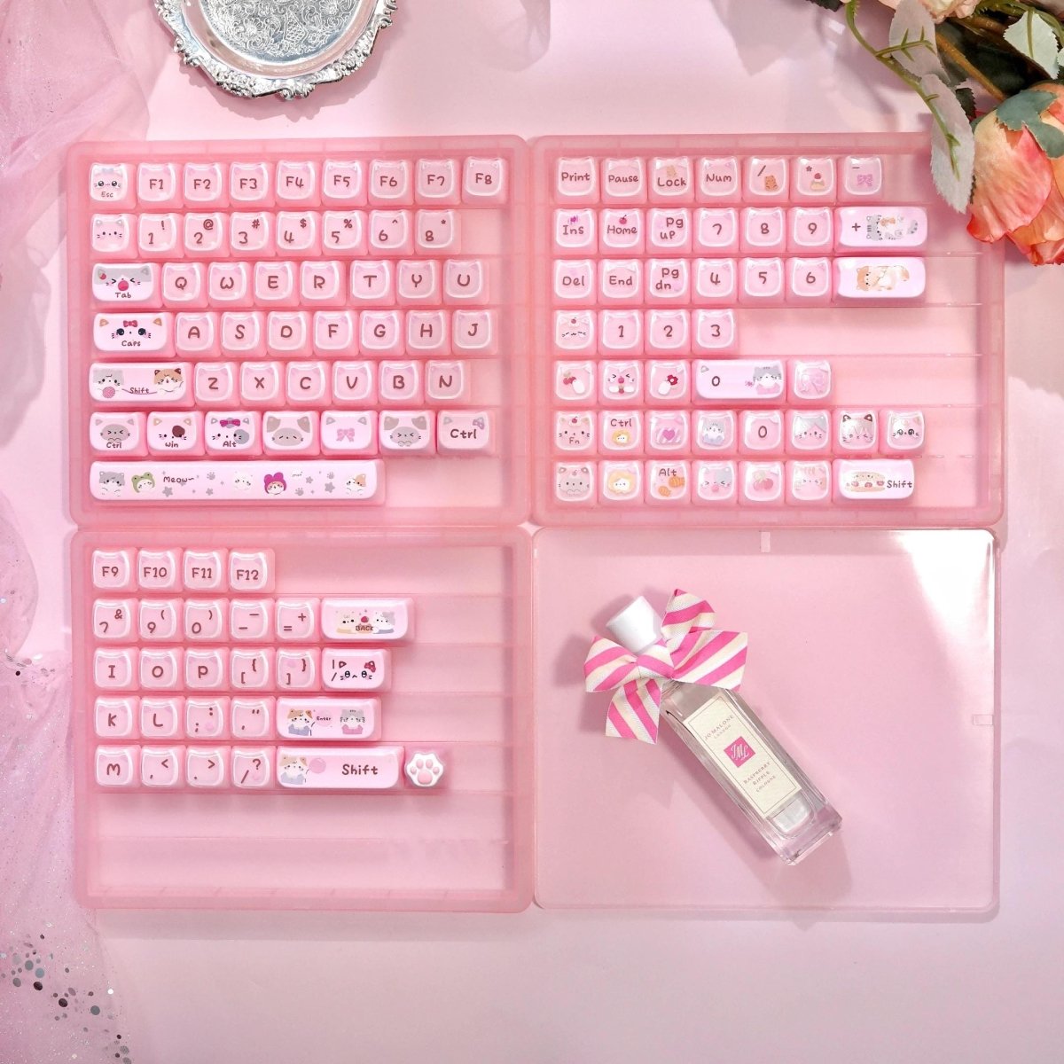 Cute Jelly Cat Theme Pink Keycap Set - KeyArtisan
