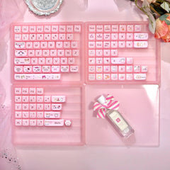 Cute Jelly Cat Theme Pink Keycap Set - KeyArtisan