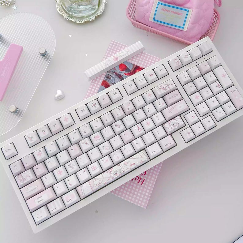 Cute Kawaii Angel Nurse Anime Keycap Set - KeyArtisan