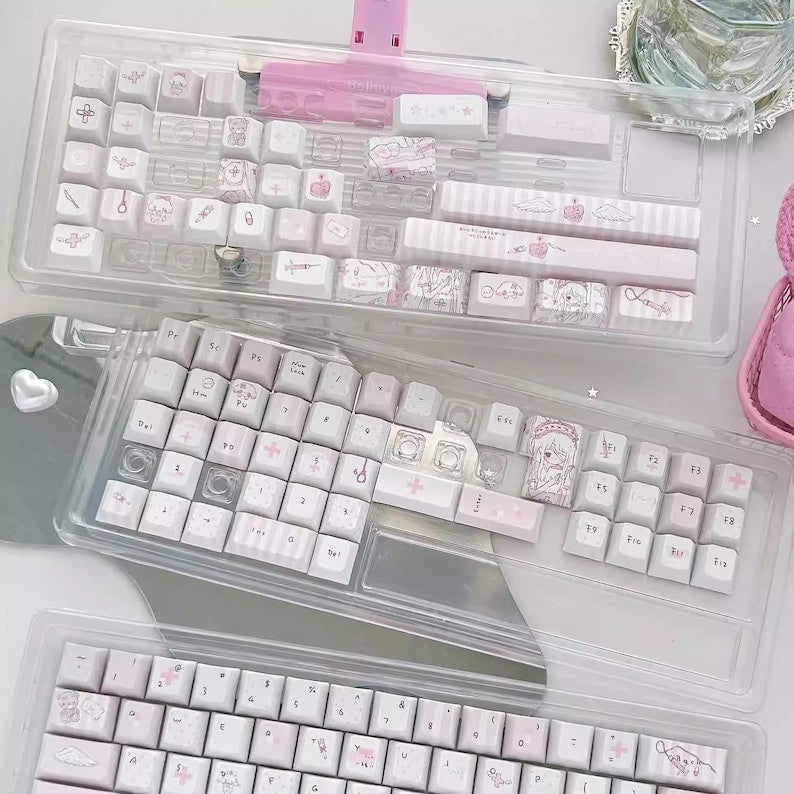 Cute Kawaii Angel Nurse Anime Keycap Set - KeyArtisan