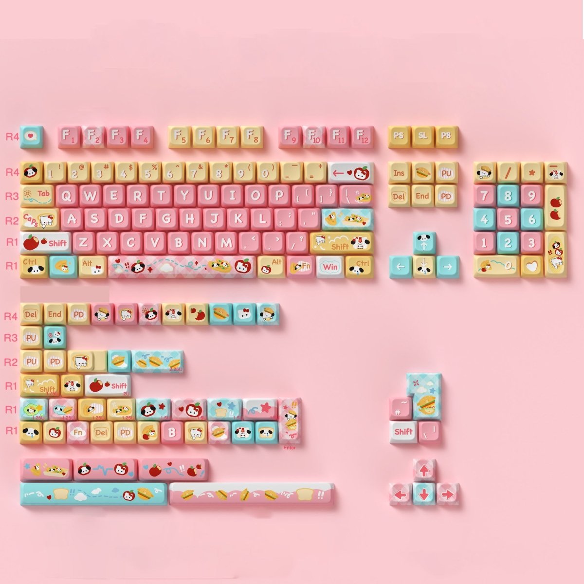 Cute Kitty Puppy Toast Theme Keycap Set - KeyArtisan