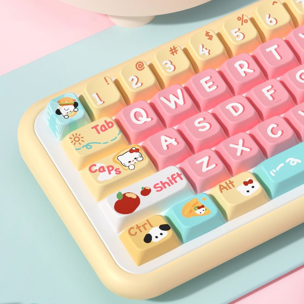 Cute Kitty Puppy Toast Theme Keycap Set - KeyArtisan