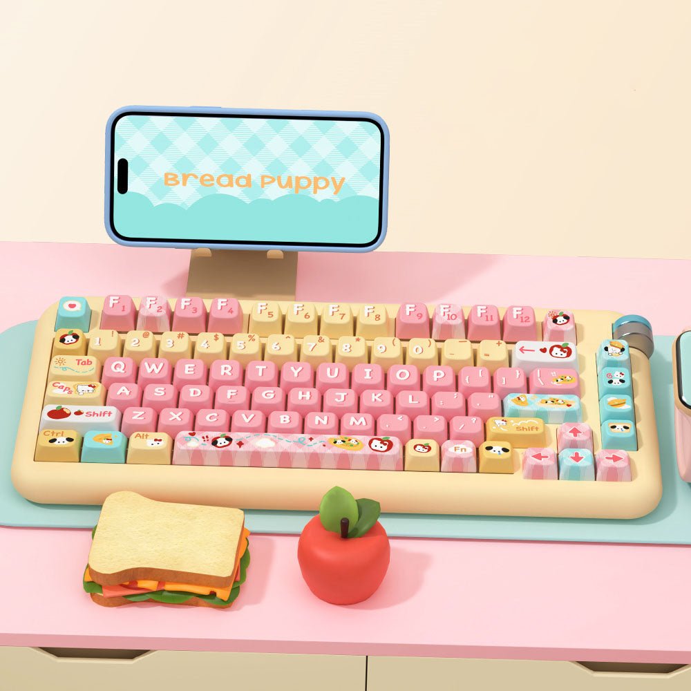 Cute Kitty Puppy Toast Theme Keycap Set - KeyArtisan