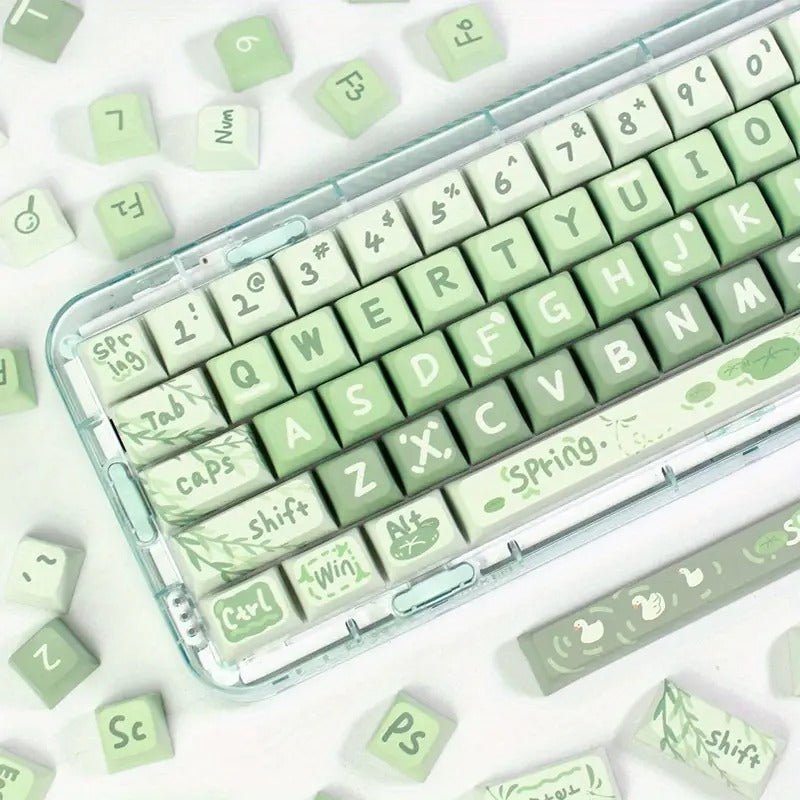 Cute Matcha Green Gradient PBT XDA Keycap Set - KeyArtisan