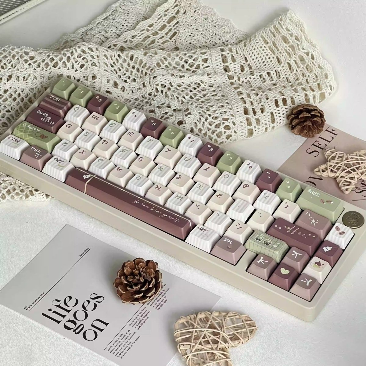 Cute Matcha Latte Coffee Theme Keycap Set - KeyArtisan