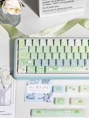 Cute Matcha Tea Theme Green Gradient Keycap Set - KeyArtisan