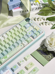 Cute Matcha Tea Theme Green Gradient Keycap Set - KeyArtisan