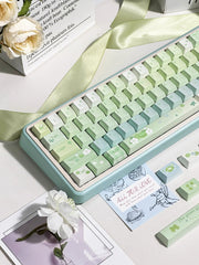 Cute Matcha Tea Theme Green Gradient Keycap Set - KeyArtisan