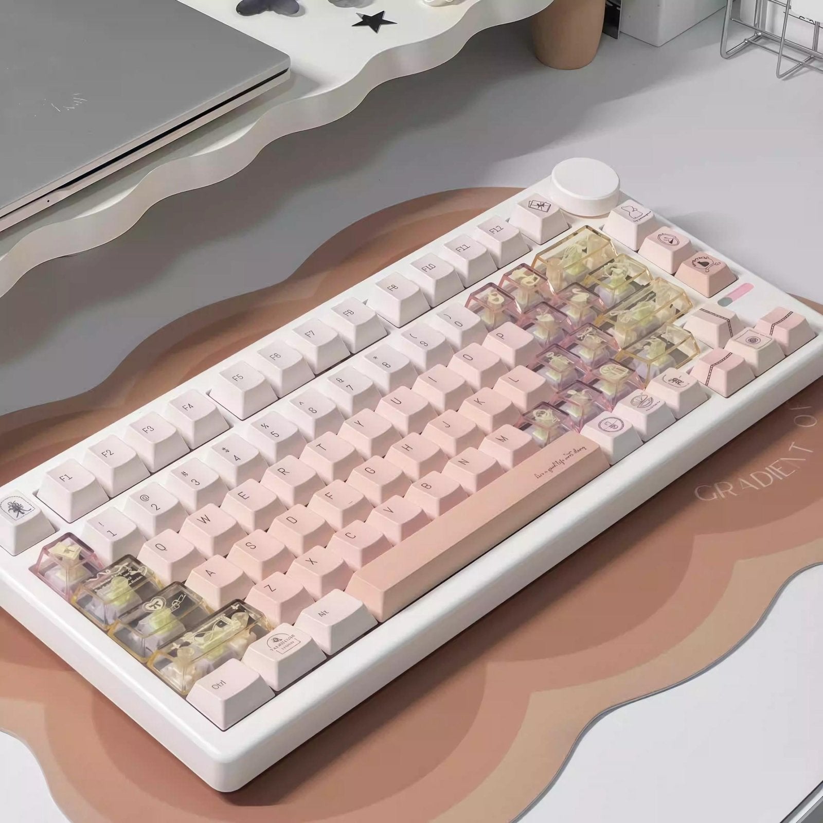 Cute Minimalistic Pastel Gradient Keycap Set - KeyArtisan