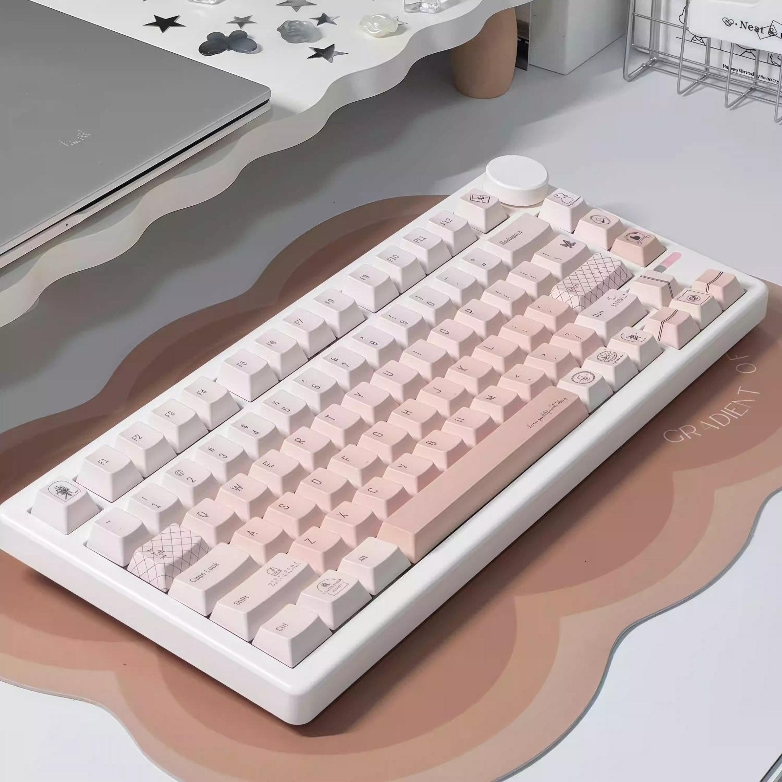Cute Minimalistic Pastel Gradient Keycap Set - KeyArtisan