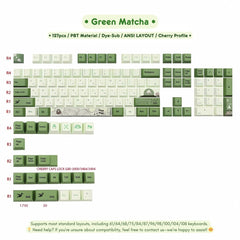 Cute Mint Green Matcha Keycap Set - KeyArtisan