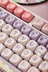Cute Moonlight Bunny Theme PBT MOA Keycap Set - KeyArtisan