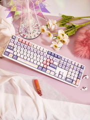 Cute Moonlight Bunny Theme PBT MOA Keycap Set - KeyArtisan