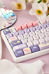Cute Moonlight Bunny Theme PBT MOA Keycap Set - KeyArtisan