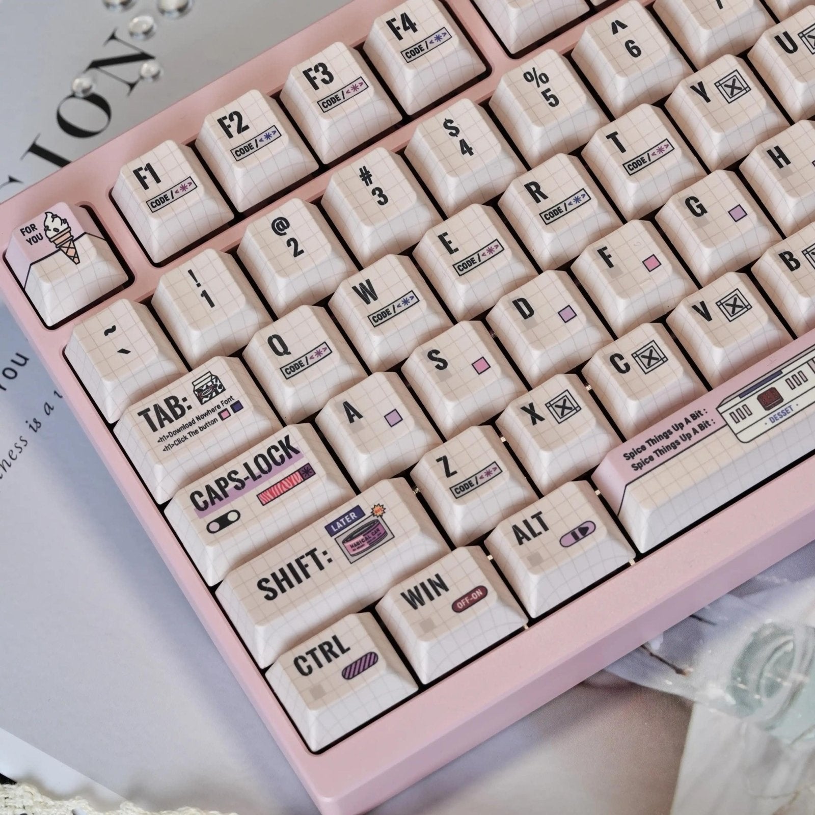 Cute Pastel Dessert & Code Theme Keycap Set - KeyArtisan