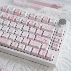 Cute Pink Bear Postcard Artisan Keycap Set - KeyArtisan