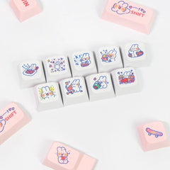 Cute Pink Bunny Theme Artisan Keycap Set - KeyArtisan