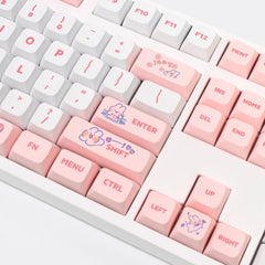 Cute Pink Bunny Theme Artisan Keycap Set - KeyArtisan