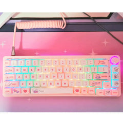 Cute Pink Bunny Theme Artisan Keycap Set - KeyArtisan