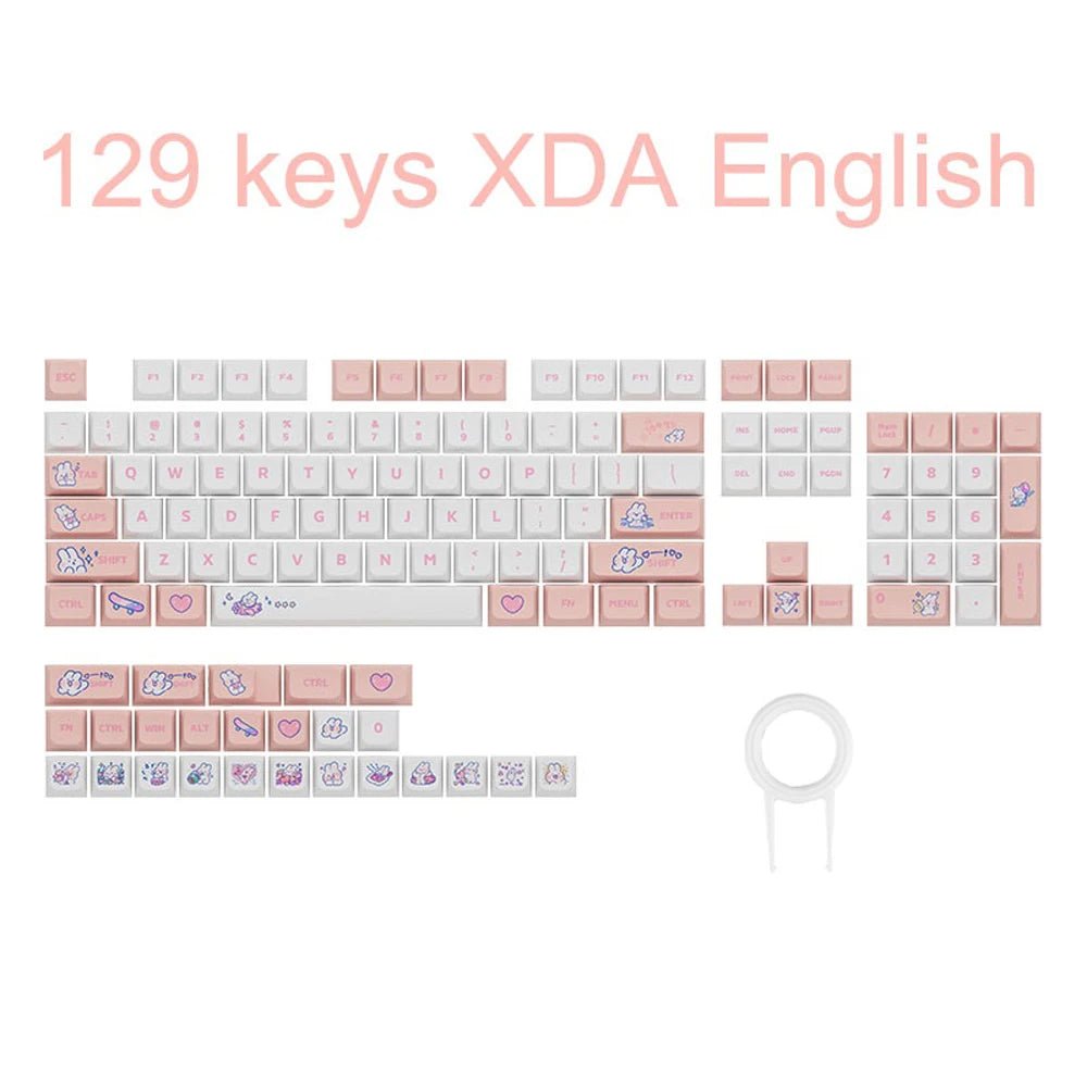 Cute Pink Bunny Theme Artisan Keycap Set - KeyArtisan