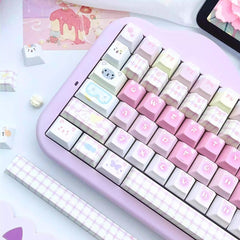 Cute Pink Cat Theme Kawaii Keycap Set - KeyArtisan