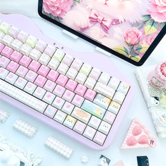 Cute Pink Cat Theme Kawaii Keycap Set - KeyArtisan