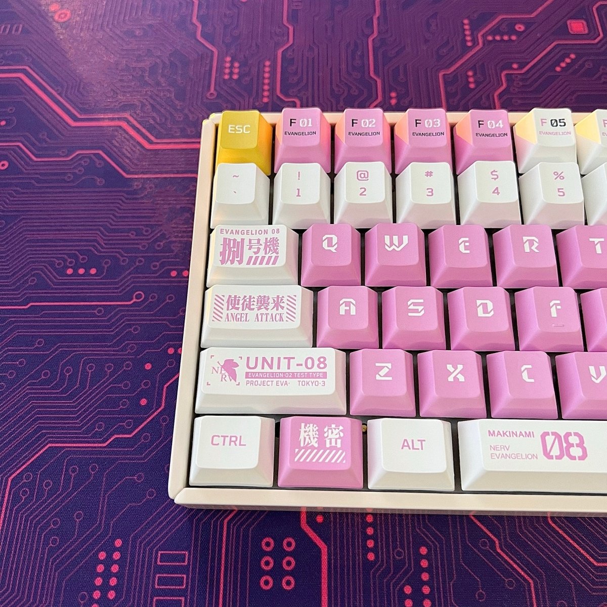 Cute Pink Eva Unit - 08 Theme Anime Keycap Set - KeyArtisan
