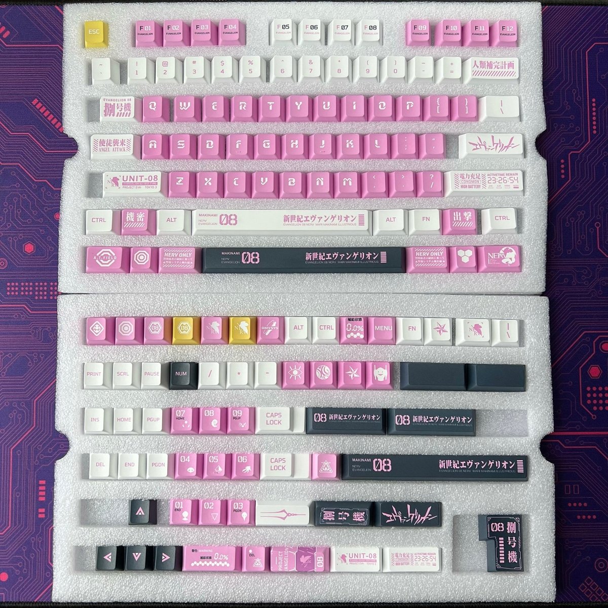 Cute Pink Eva Unit - 08 Theme Anime Keycap Set - KeyArtisan
