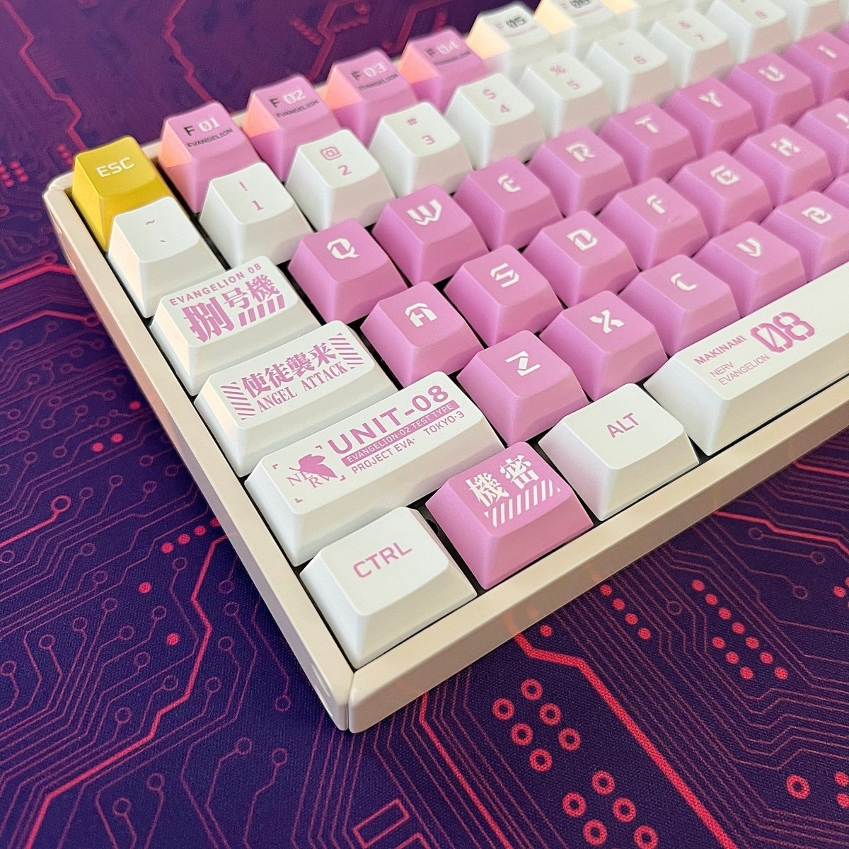 Cute Pink Eva Unit - 08 Theme Anime Keycap Set - KeyArtisan