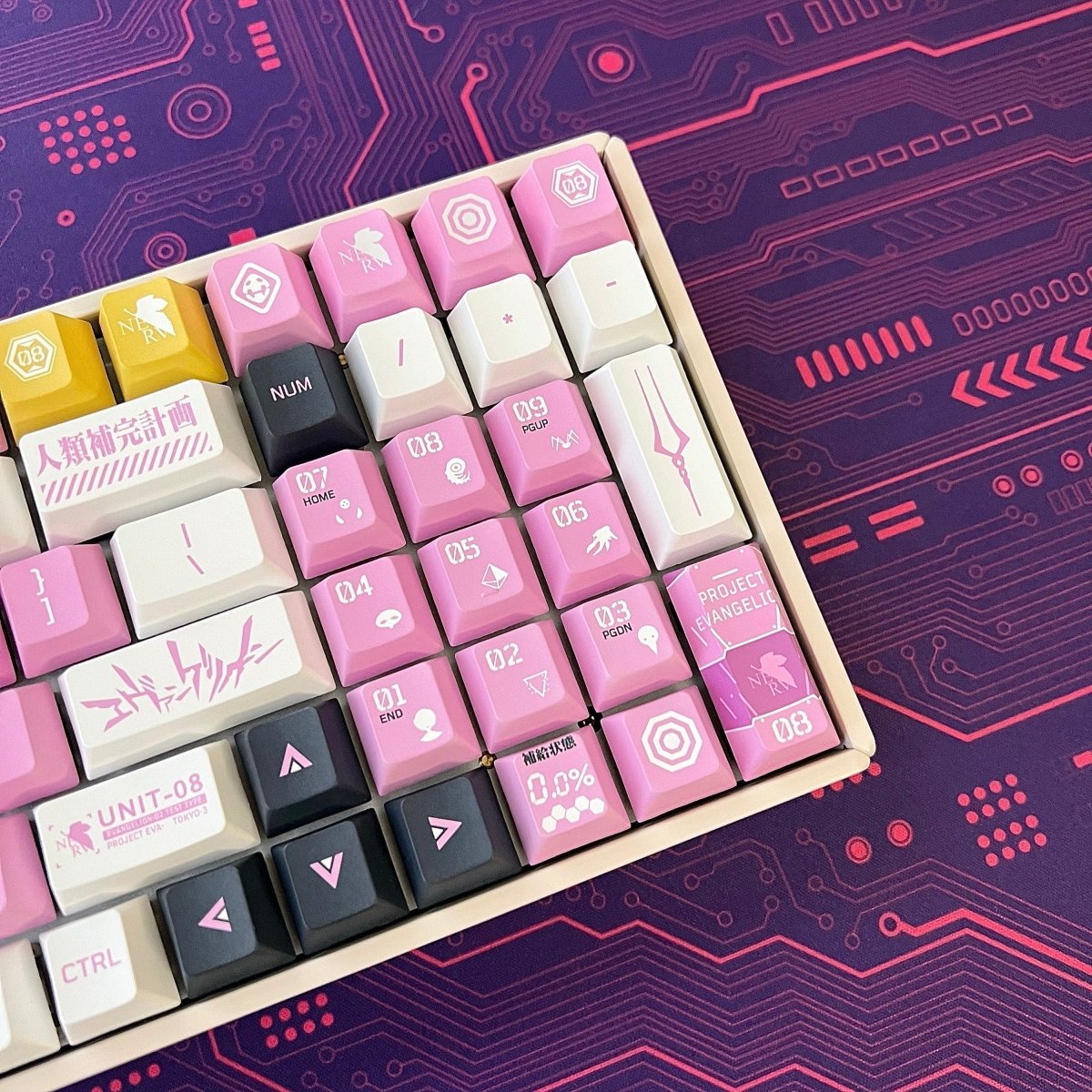 Cute Pink Eva Unit - 08 Theme Anime Keycap Set - KeyArtisan