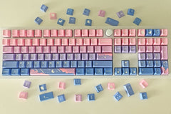 Cute Pink Fairy Moon Theme Gradient Keycap Set - KeyArtisan