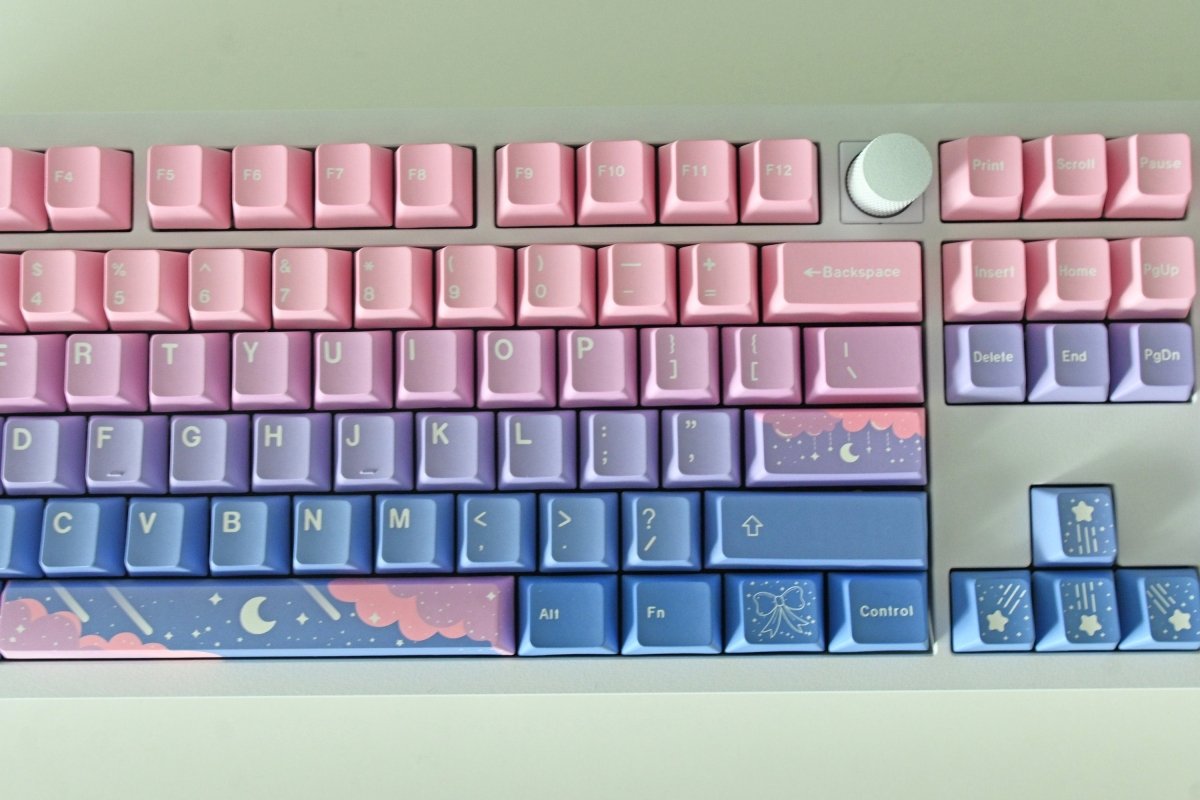 Cute Pink Fairy Moon Theme Gradient Keycap Set - KeyArtisan