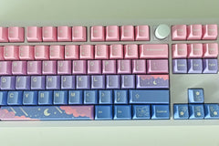 Cute Pink Fairy Moon Theme Gradient Keycap Set - KeyArtisan